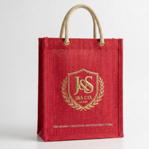 New Arrivals Red colour organic rope handel jute promotional bag